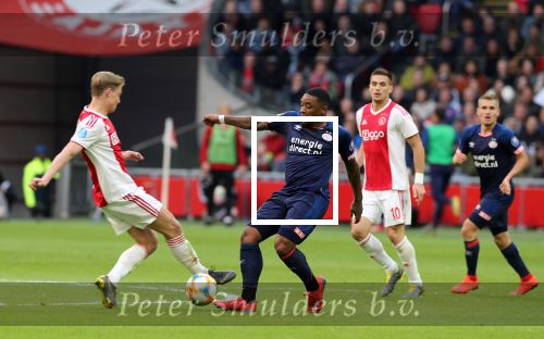 Amsterdam, 31 Maart 2019 AJAX-PSV, eindstand 3-1
Steven Bergwijn en Frenkie de Jong