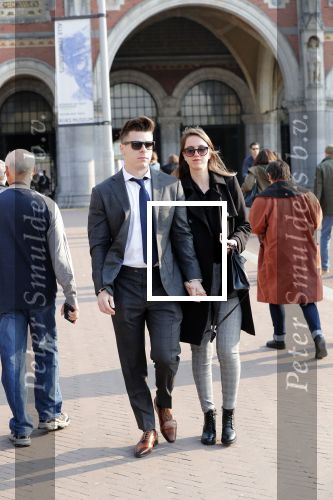 Amsterdam 9 april 2019
Presentatie nieuwe eredivisiebal met Wim v Hanegem in het rijksmuseum. 
Willem v Hanagem Jr. met zijn vriendin
