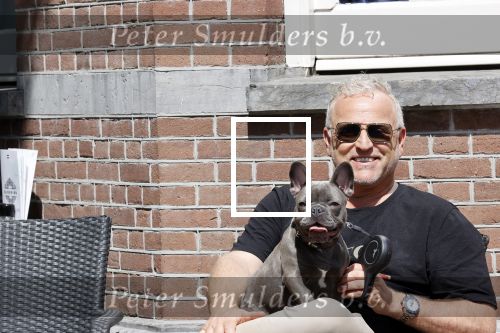 Amsterdam 12 mei 2021
Gordon met zijn hondje Toto op terras bij Blushing in Amsterdam .