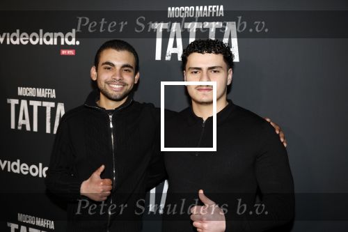Amsterdam 25 april 2023
Premiere Mocro Maffia Tatta van Videoland.
Ahmed Bouyaghroumni (links) en Ouail Riffi
