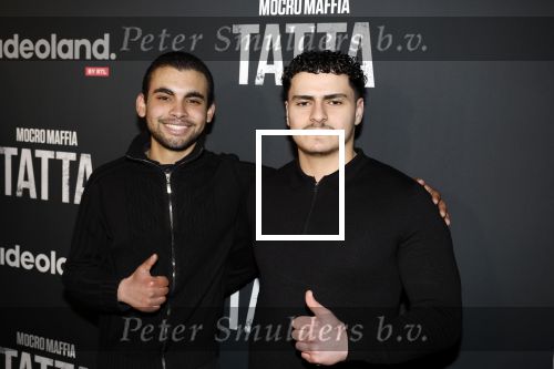 Amsterdam 25 april 2023
Premiere Mocro Maffia Tatta van Videoland.
Ahmed Bouyaghroumni (links) en Ouail Riffi