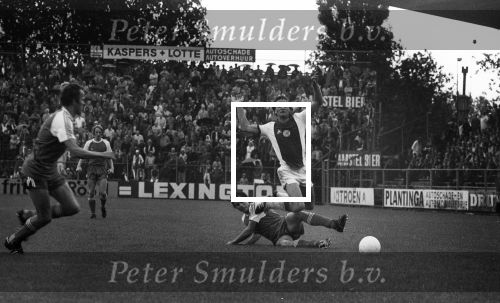 Amsterdam, 14 September  1980
AJAX-PSV, eindstand 5-2
Peter Boeve Huub Stevens en Willy v d Kerkhof