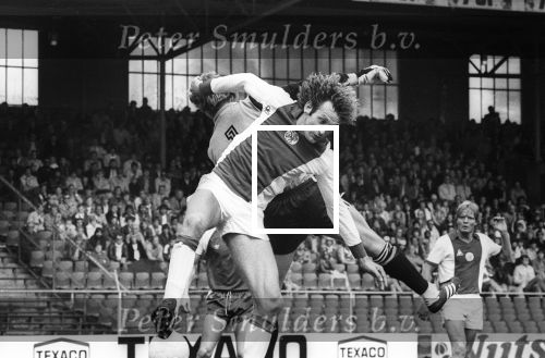 Amsterdam, 14 September  1980
AJAX-PSV, eindstand 5-2
Piet Hamberg en Pim Doesburg in duel