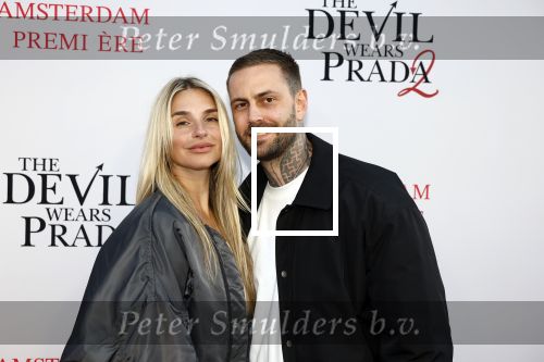 Amsterdam 28 april 2026
Premiere The Devil wears Prada 2 in Tuschinski . Gaby Blaaser kwam met haar nieuwe vriend Bas Kimmel
