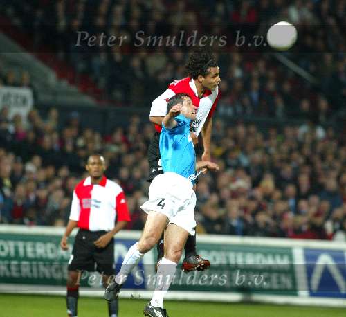 Rotterdam 21 maart 2002
Feyenoord-PSV 1-1 kwartfinale uefa cup
Pierre v Hooijdonk en Ernest Faber