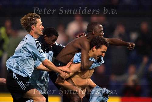 Rotterdam 12 mei 2002
 Finale Amstel Cup FC Utrecht /Ajax 2-3 ( Na verlenging )
Matchwinnaar Zlatan Ibrahimovitc met Hatem Trabelsi, Pius Ikedia en Andre Bergd¿lmo