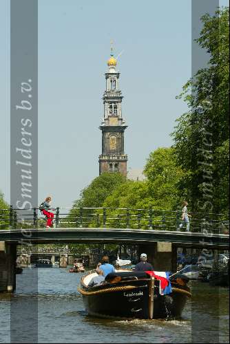 Sloepen varen in de  grachten van Amsterdam
Sloepenroute
Westertoren