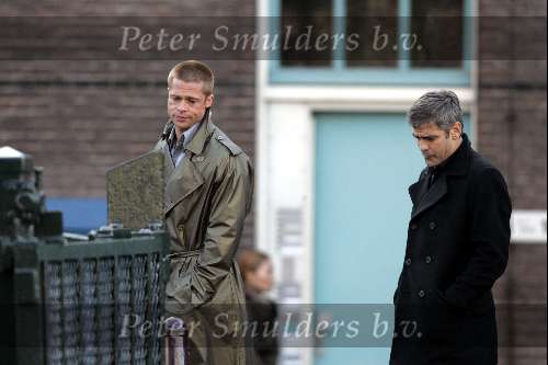 Amsterdam 05 mei 2004
Bratt Pitt en George Clooney opnames Ocean 12