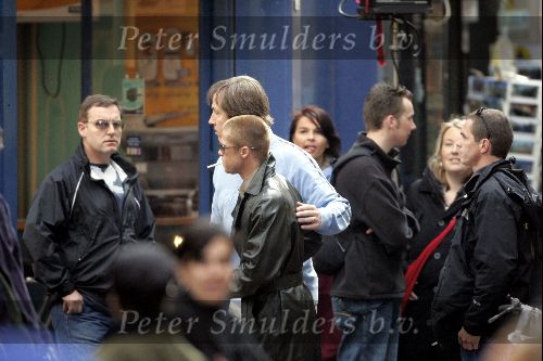 Amsterdam 19 mei 2004
Brad Pitt George Clooney en Matt Damon opnames voor de film ocean\'s 12. Brad met sigaret