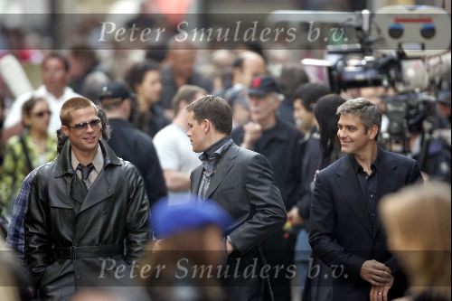 Amsterdam 19 mei 2004
Brad Pitt George Clooney en Matt Damon opnames voor de film ocean\'s 12