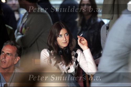 Amsterdam 19 mei 2004
Brad Pitt George Clooney en Matt Damon opnames voor de film ocean\'s 12.  Lisa Snowdon bij opnames