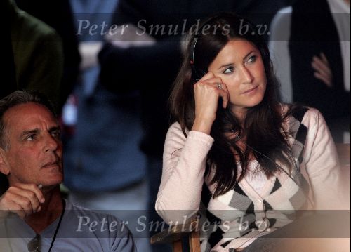 Amsterdam 19 mei 2004
Brad Pitt George Clooney en Matt Damon opnames voor de film ocean\'s 12.  Lisa Snowdon bij opnames