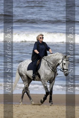 Katwijk 29 mei 2005
Koningin Beatrix paard rijden op het strand van katwijk.