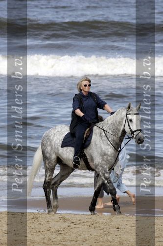 Katwijk 29 mei 2005
Koningin Beatrix paard rijden op het strand van katwijk.