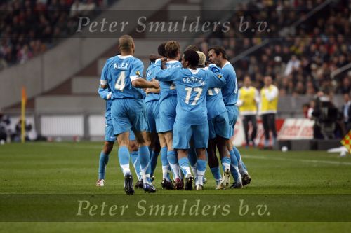 Amsterdam 12 november 2006
AJAX-PSV 0-1 in de arena. psv blij na doelpunt
Peter Smulders bv