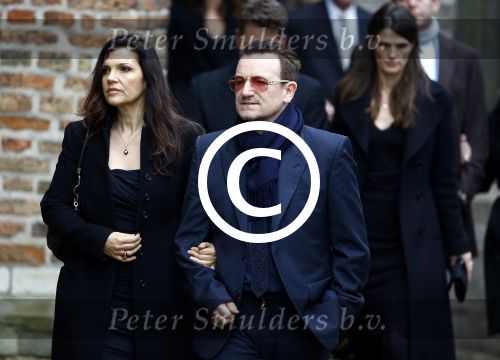 Delft 2 november 2013
Herdenkingsdienst voor prins Friso in de grote kerk in Delft. 
Bono U2 met zijn vrouw