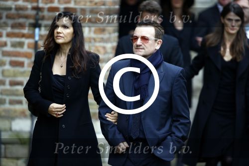 Delft 2 november 2013
Herdenkingsdienst voor prins Friso in de grote kerk in Delft. 
Bono U2 met zijn vrouw