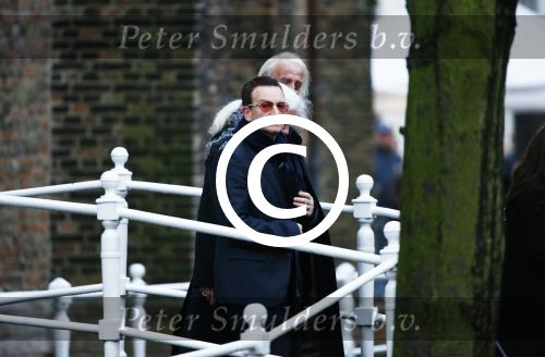 Delft 2 november 2013
Herdenkingsdienst voor prins Friso in de grote kerk in Delft. 
Bono U2 met zijn vrouw