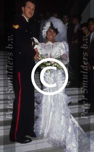 16 November 1990
Justine Pelmelay getrouwd met Nanouck Brassers
Foto Peter Smulders BV