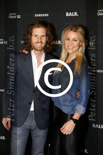 Amsterdam 29 oktober 2015 
Presentatie nieuwe samsung smart watch in samenwerking met BALR. in the harbour club.
Celine Huismans met vriend