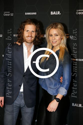 Amsterdam 29 oktober 2015 
Presentatie nieuwe samsung smart watch in samenwerking met BALR. in the harbour club.
Celine Huismans met vriend