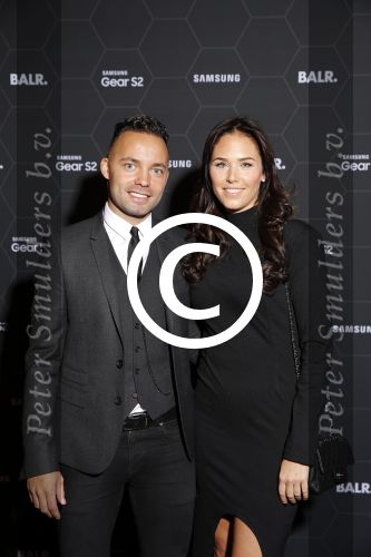 Amsterdam 29 oktober 2015 
Presentatie nieuwe samsung smart watch in samenwerking met BALR. in the harbour club.
Demy de Zeeuw met zijn vriendin