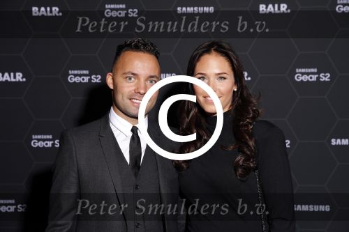 Amsterdam 29 oktober 2015 
Presentatie nieuwe samsung smart watch in samenwerking met BALR. in the harbour club.
Demy de Zeeuw met zijn vriendin