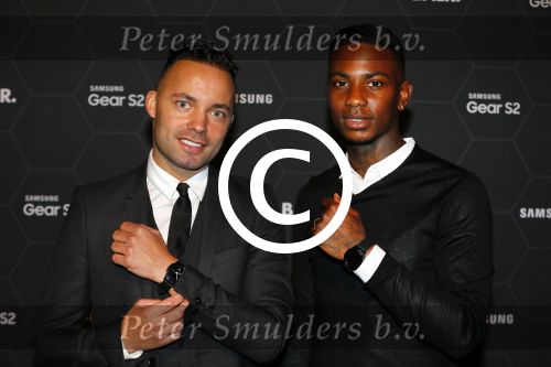 Amsterdam 29 oktober 2015 
Presentatie nieuwe samsung smart watch in samenwerking met BALR. in the harbour club.
Demy de Zeeuw en Eljero Elia