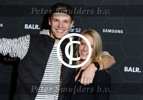Amsterdam 29 oktober 2015 
Presentatie nieuwe samsung smart watch in samenwerking met BALR. in the harbour club.
Enzo Knol met Dee