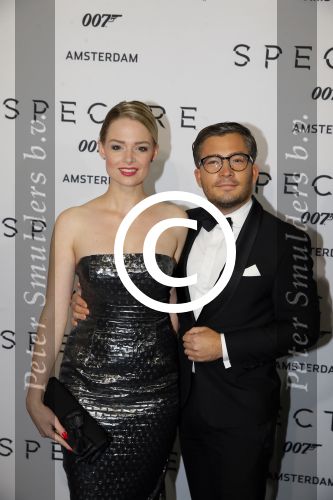 Amsterdam 28 oktober 2015
Premiere James Bond spectre in Tuschinski.
Francois-Leon v d Velden en partner Erice Kuitert