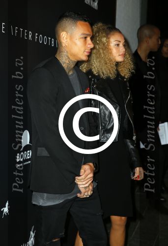 Amsterdam 9 n ovember 2015
Life after football LAF gala in het INK hotel.
 Gregory van der Wiel met zijn vriendin Stephanie Bertram Rose