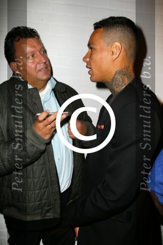 Amsterdam 9 n ovember 2015
Life after football LAF gala in het INK hotel.
 Gregory van der Wiel met Edwin Bredius