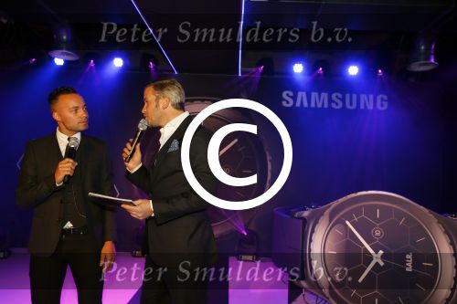 Amsterdam 29 oktober 2015 
Presentatie nieuwe samsung smart watch in samenwerking met BALR. in the harbour club.
Demy de Zeeuw met Winston Gerstanowitz