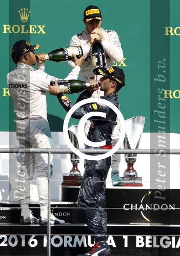 Francorchamps Spa 27 augustus 2016
F1 GP Spa Francorchamps. Daniel Ricciardo Lewis Hamilton en Nico Rosberg