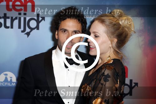 Amsterdam 24 oktober 2016
Premiere Hartenstrijd in Tuschinski. Hadewych Minis met haar man Tibor Lukacs