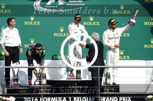 Francorchamps Spa 27 augustus 2016
F1 GP Spa Francorchamps. Daniel Ricciardo Lewis Hamilton en Nico Rosberg