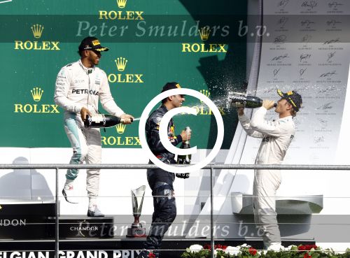 Francorchamps Spa 27 augustus 2016
F1 GP Spa Francorchamps. Daniel Ricciardo Lewis Hamilton en Nico Rosberg