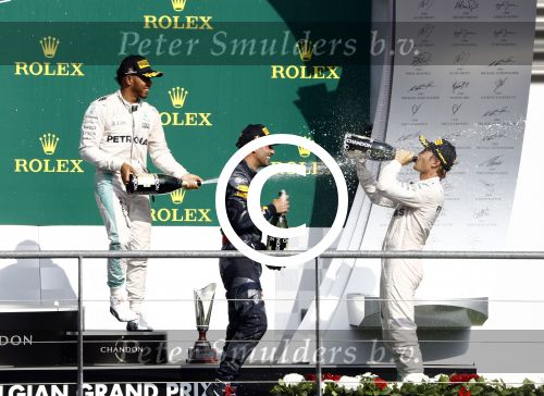 Francorchamps Spa 27 augustus 2016
F1 GP Spa Francorchamps. Daniel Ricciardo Lewis Hamilton en Nico Rosberg