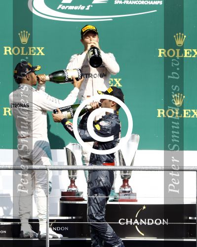 Francorchamps Spa 27 augustus 2016
F1 GP Spa Francorchamps. Daniel Ricciardo Lewis Hamilton en Nico Rosberg