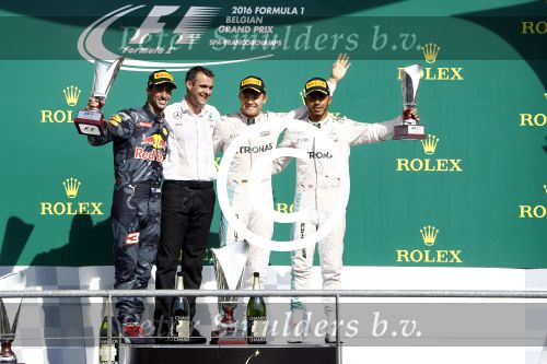 Francorchamps Spa 27 augustus 2016
F1 GP Spa Francorchamps. Daniel Ricciardo Lewis Hamilton en Nico Rosberg
