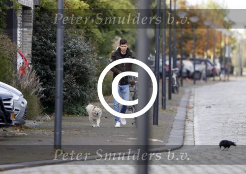 Amsterdam 21 oktober 2017
Candy Dulfer en haar nieuwe vriend Rafael arriveren bij haar huis.   Bela Szenasi de ex-man Candy Dulfer  laat hun hond uit