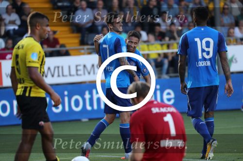 Venlo. 15 Oktober 2017 Kompetitiewedstrijd Seizoen 2017/2018
VVV-PSV, eindstand 2-5
Blijdschap bij Gaston Pereiro en Mauro Junior