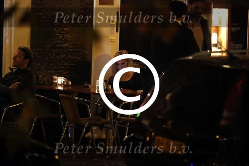 Amsterdam 18 oktober 2017
Frank masmeijer en zijn vriendin Jaimy v Lent op straat in amsterdam na een etentje in restaurant Castell