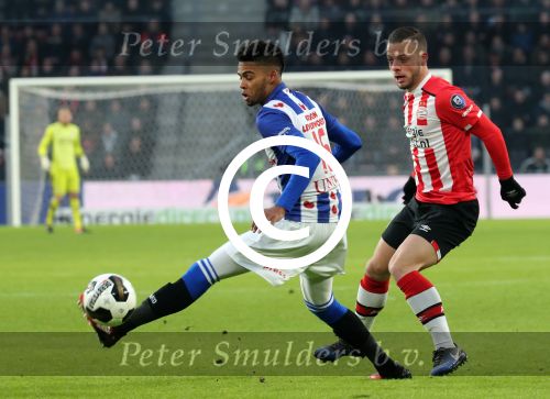 Eindhoven, 22 Januari 2017 Kompetitiewedstrijd PSV-SC Heerenveen, eindstand 4-3
Jeremiah St. Juste en Bart Ramselaar