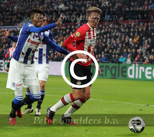 Eindhoven, 22 Januari 2017 Kompetitiewedstrijd PSV-SC Heerenveen, 
eindstand 4-3
Jeremiah St. Juste en Luuk de Jong
