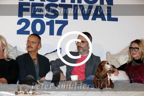Amsterdam 6 oktober 2017 
Event van de Nederlandse Voque met Fiona Hering Hoofdredactrice Karin Swerink en Viktor & Rolf met hun hondje. Het event vindt plaats in het Amstel Hotel