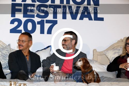 Amsterdam 6 oktober 2017 
Event van de Nederlandse Voque met Fiona Hering Hoofdredactrice Karin Swerink en Viktor & Rolf met hun hondje. Het event vindt plaats in het Amstel Hotel