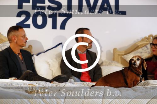 Amsterdam 6 oktober 2017 
Event van de Nederlandse Voque met Fiona Hering Hoofdredactrice Karin Swerink en Viktor & Rolf met hun hondje. Het event vindt plaats in het Amstel Hotel