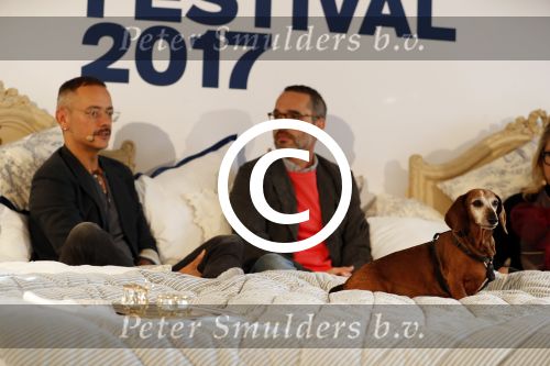 Amsterdam 6 oktober 2017 
Event van de Nederlandse Voque met Fiona Hering Hoofdredactrice Karin Swerink en Viktor & Rolf met hun hondje. Het event vindt plaats in het Amstel Hotel