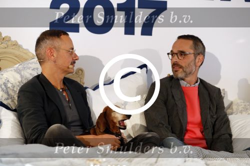 Amsterdam 6 oktober 2017 
Event van de Nederlandse Voque met Fiona Hering Hoofdredactrice Karin Swerink en Viktor & Rolf met hun hondje. Het event vindt plaats in het Amstel Hotel